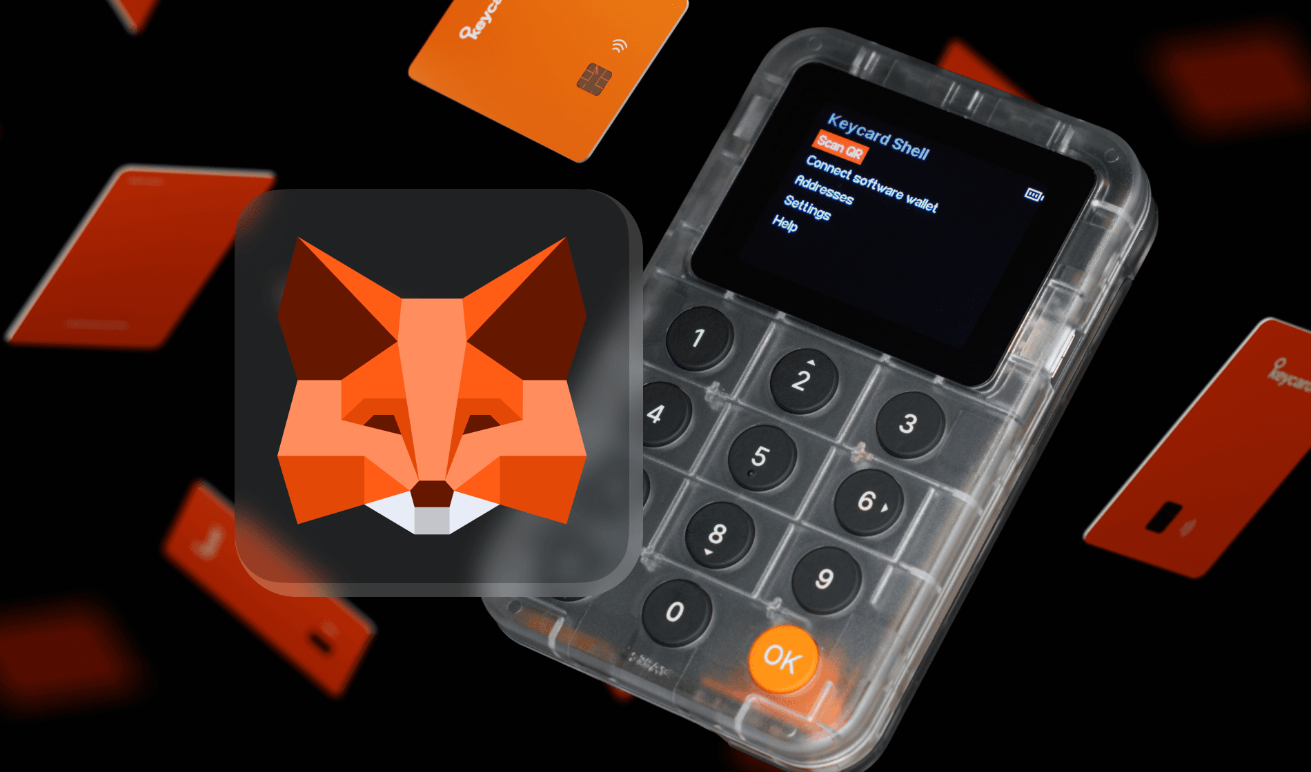 A header image showing the MetaMask logo and a Keycard Shell device